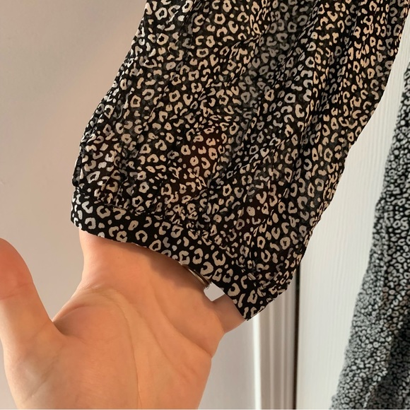 ANTHRO Maeve Long-Sleeve Faux-Wrap Dress Leopard Print XL - Picture 2 of 10